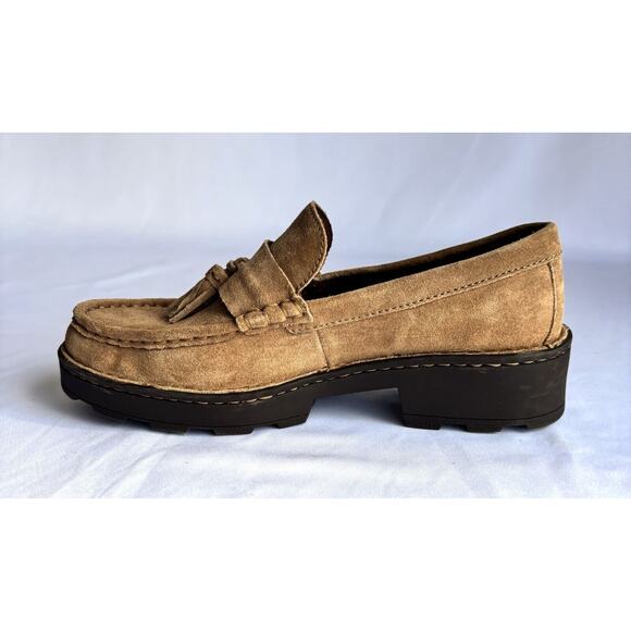 Born Women's Tan Suede Capri Tassel Loafers Chunky Heel Size 9M - Picture 5 of 8